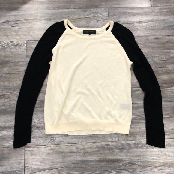 Rag & Bone Baseball Sweater, black & cream, size m - Picture 1 of 3